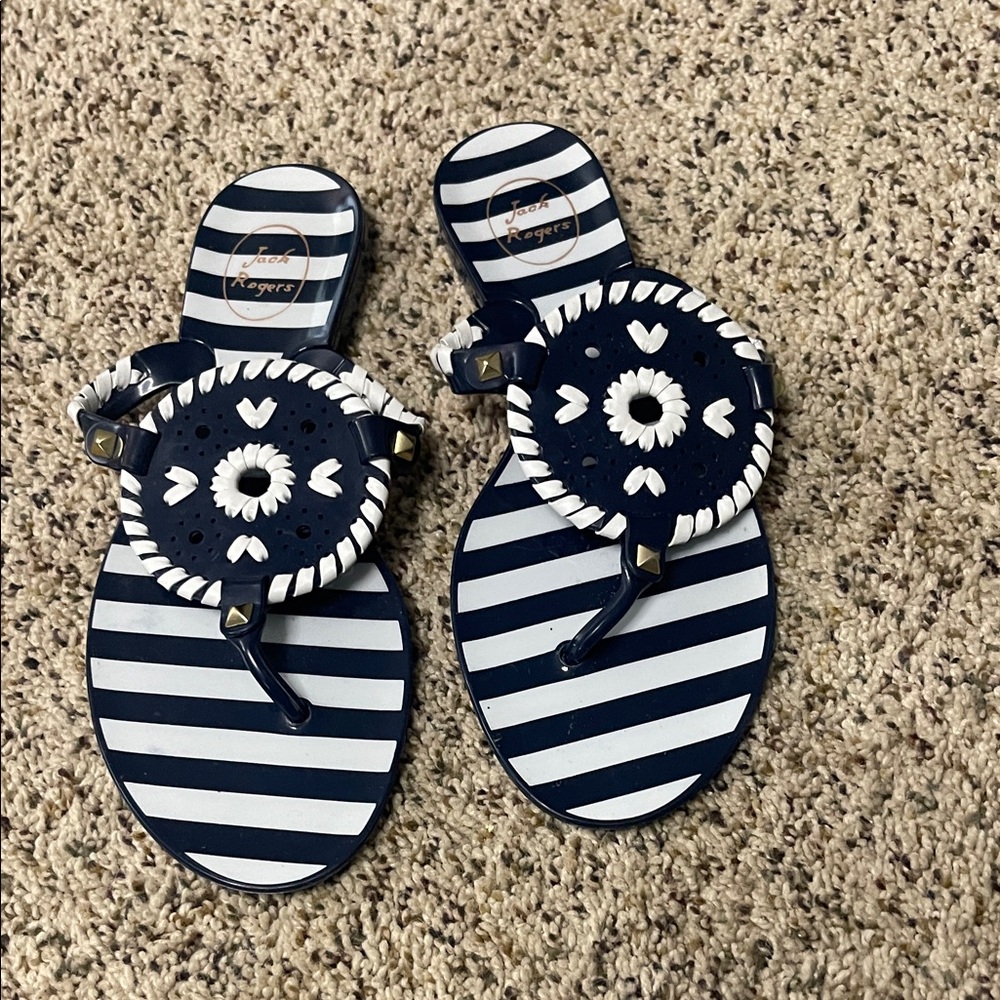 Jack Rogers Navy and White Striped Sandals